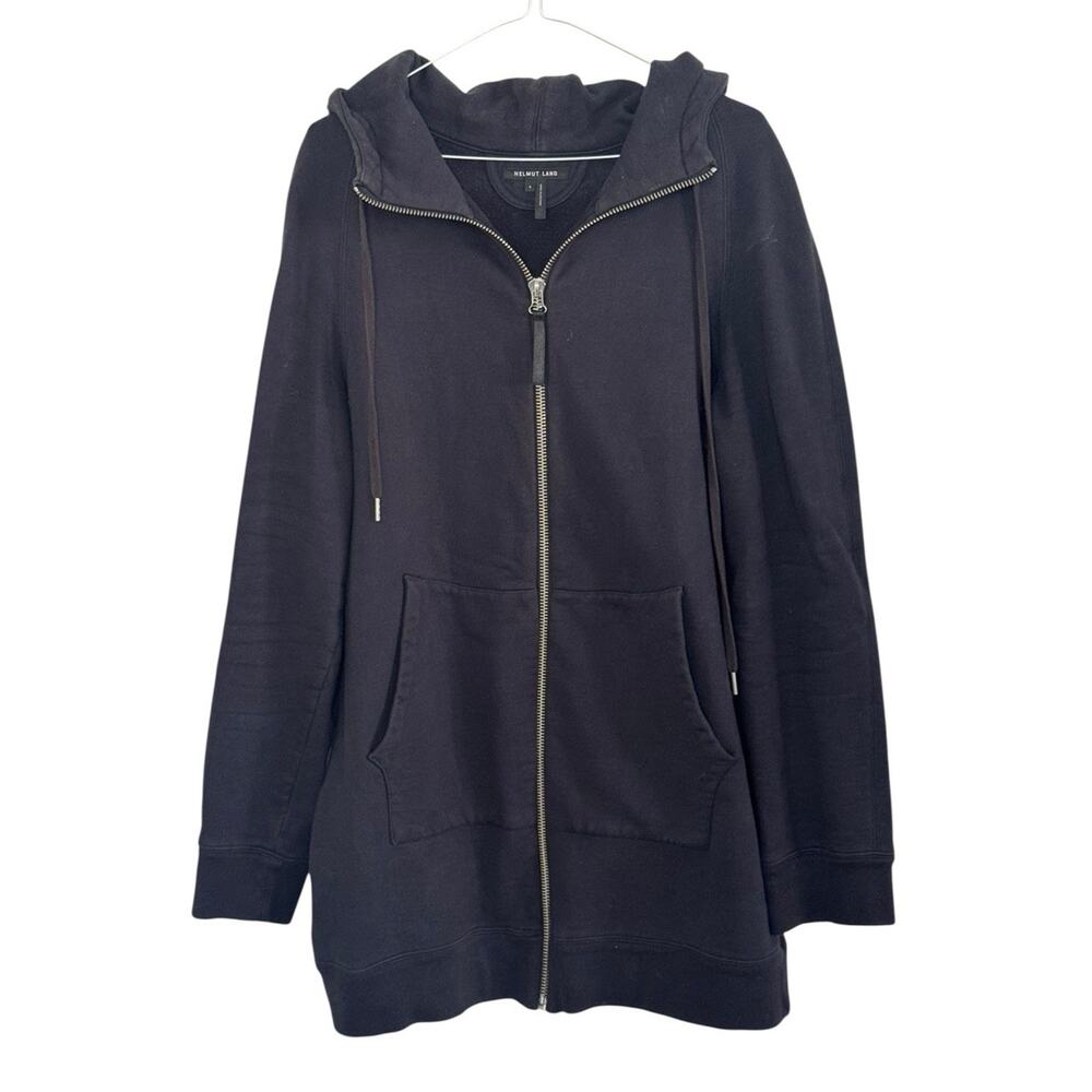 HELMUT LANG Relaxed Full Zip Hoodie Sweatshirt Black Oversized Cozy Men’s Size L - Picture 3 of 10